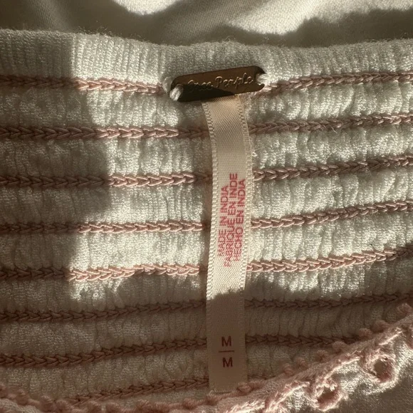 Free People Gauze White and light pink Embroidered Long Sleeve Dress custom slip - Picture 2 of 8